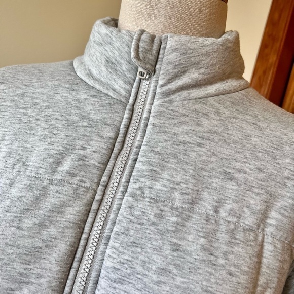 Three Dots Large Gray Thick Quilted Jacket Minimalist Neutral Cozy - Picture 6 of 10